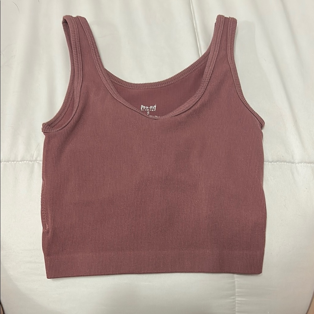 Forever 21 Pink Fitted Crop Tank Top